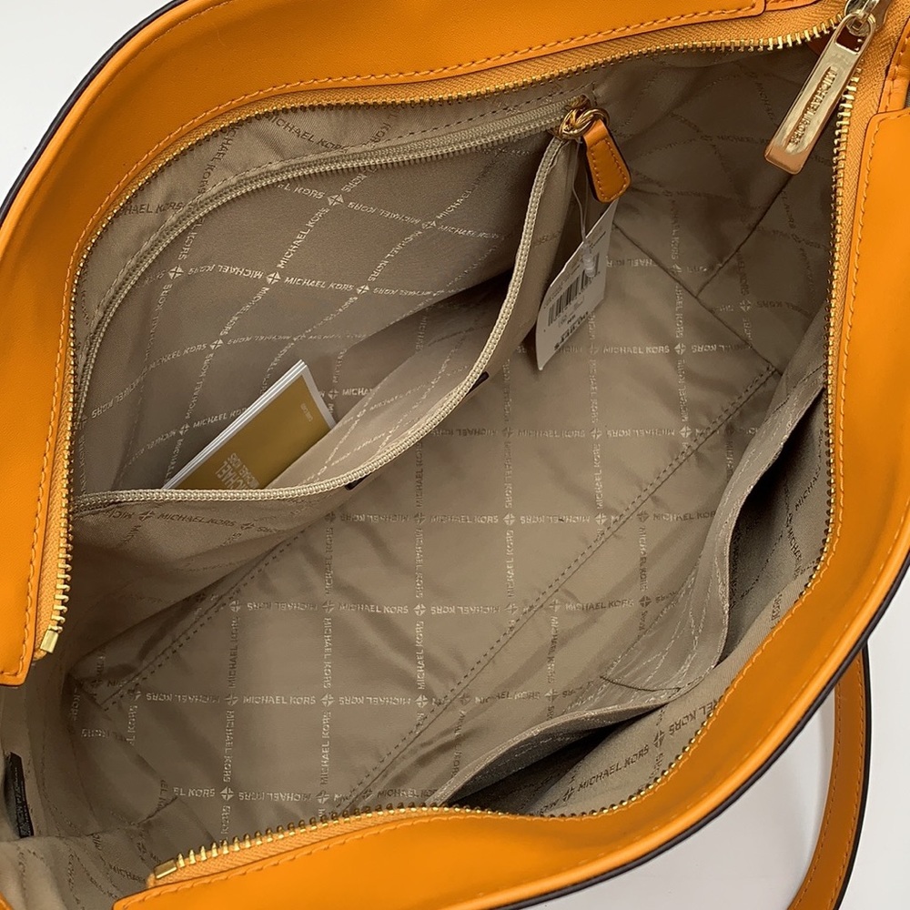 MICHAEL KORS JET SET ITEM MEDIUM FRONT ZIP POCKET CHAIN TOTE BAG HONEYCOMB COLOR - Picture 11 of 16